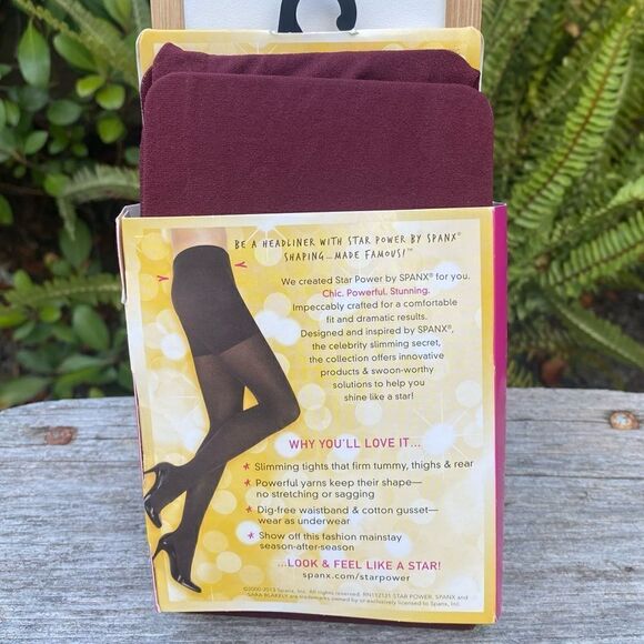 NWT Star Power by SPANX Shaping Tights Solid Burgundy/Maroon. Size A. Slimming - Picture 2 of 4